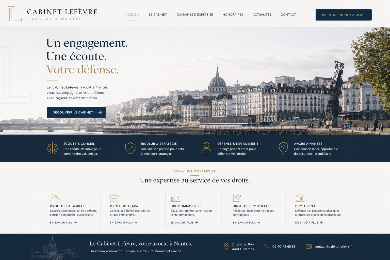 Cabinet d'avocat, Site vitrine éditorial pour cabinet juridique à Nantes