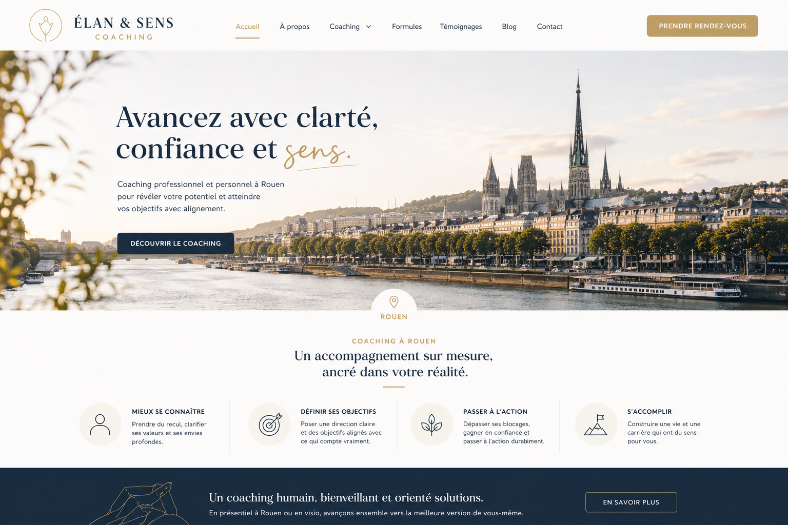 Coaching wellness, Refonte pour coach indépendante à Rouen (Élan & Sens)