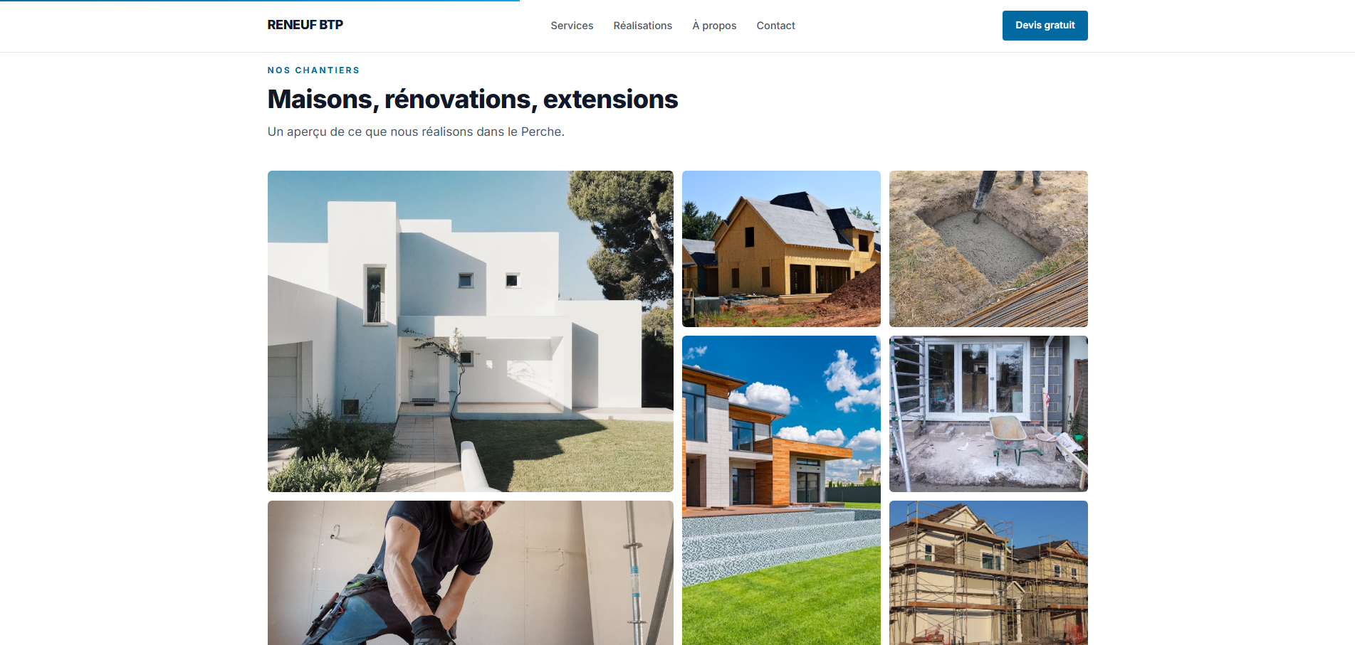 Examples section on the Reneuf BTP website