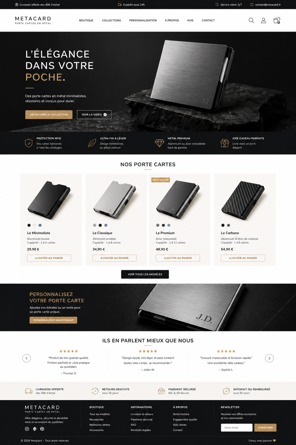 Premium cards, Shop for custom metal cards