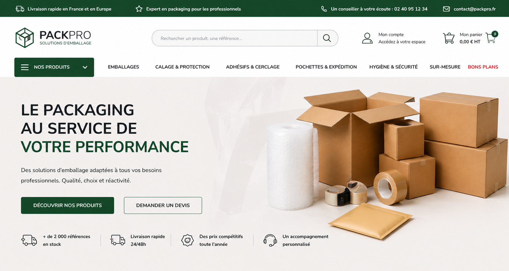 B2B packaging service, E-commerce for custom packaging services